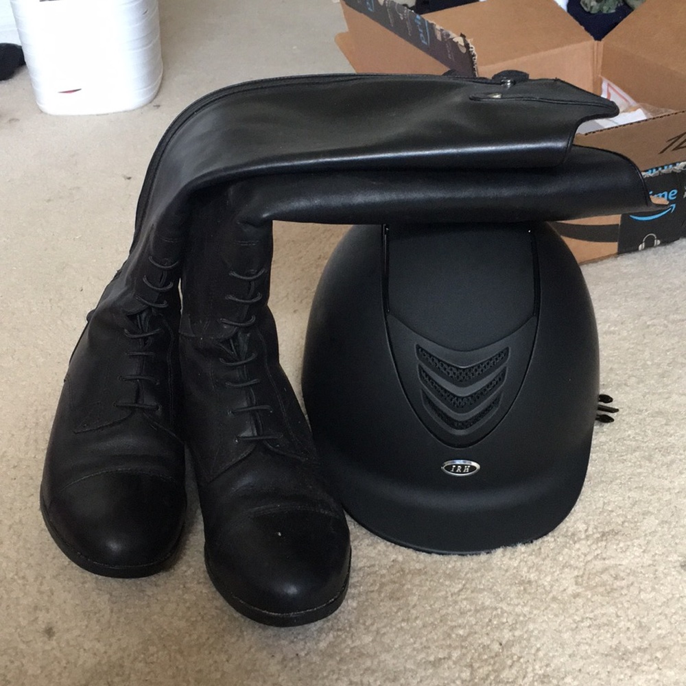 Ariat Tall boots and IRH helmet